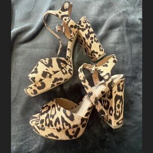 JustFab Leopard Print Block Heels